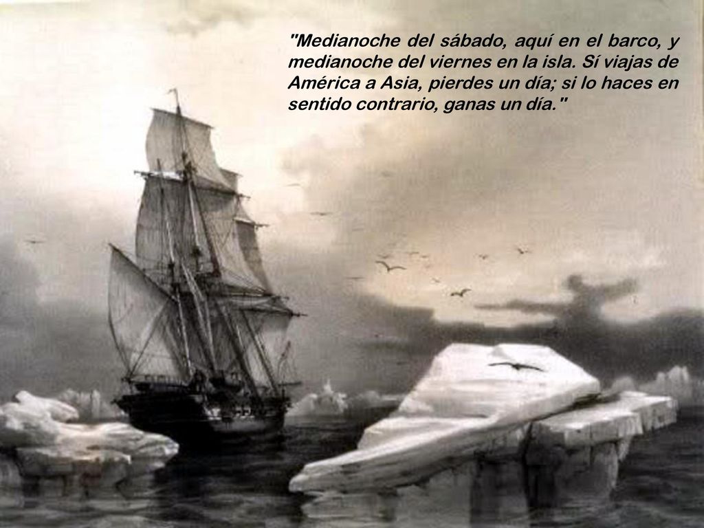 Medianoche del sábado, aquí en el barco, y medianoche del viernes en la isla.
