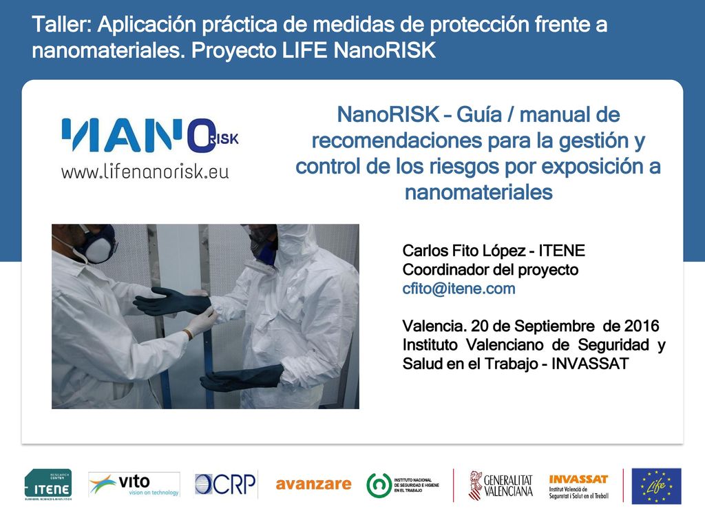 Taller: Aplicación práctica de medidas de protección frente a nanomateriales. Proyecto LIFE NanoRISK