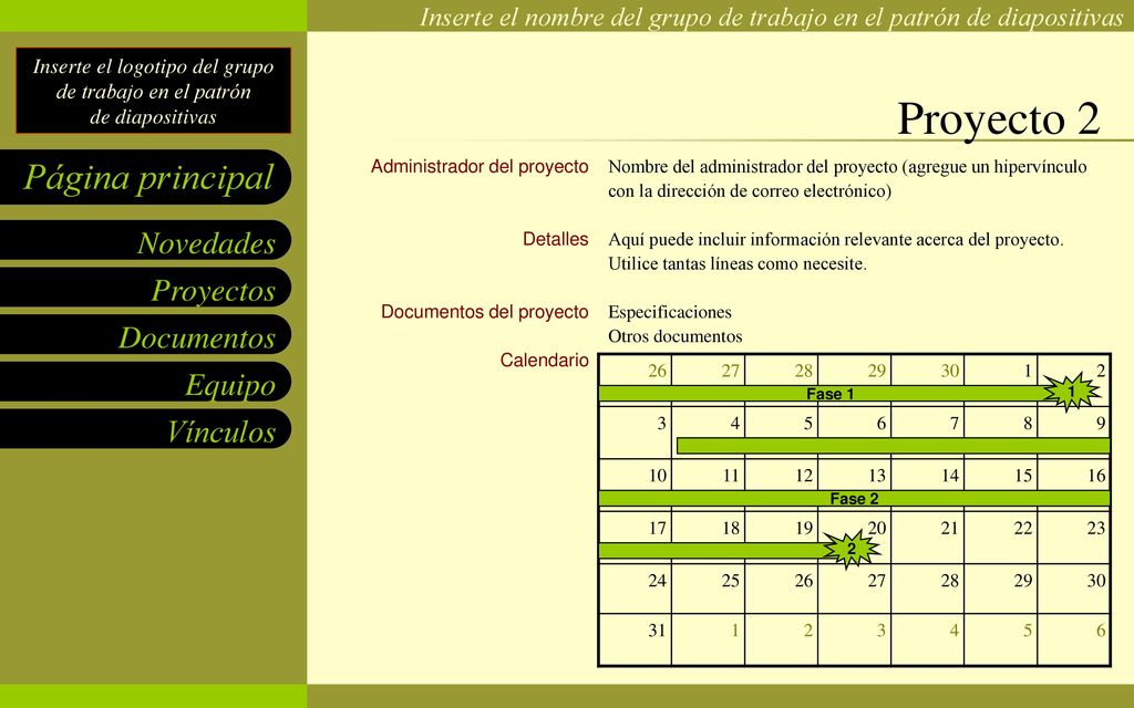 Proyecto 2 Administrador del proyecto Detalles Documentos del proyecto