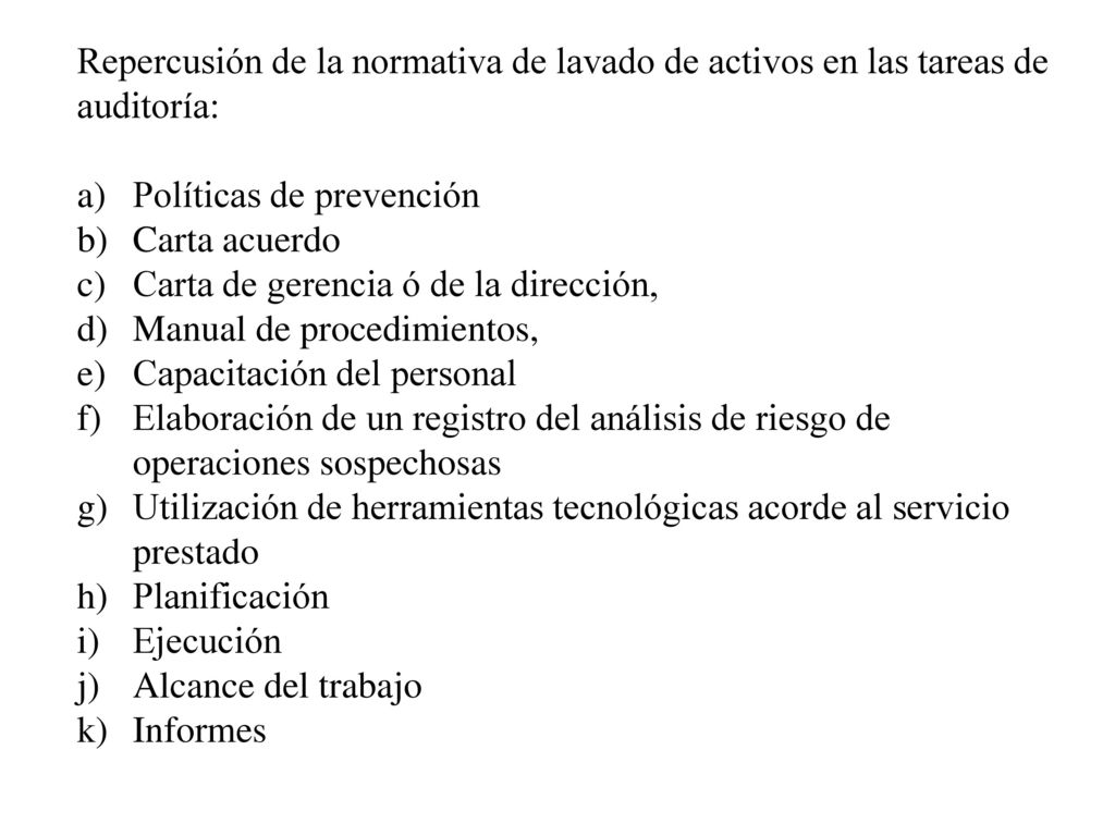 Repercusión de la normativa de lavado de activos en las tareas de auditoría: