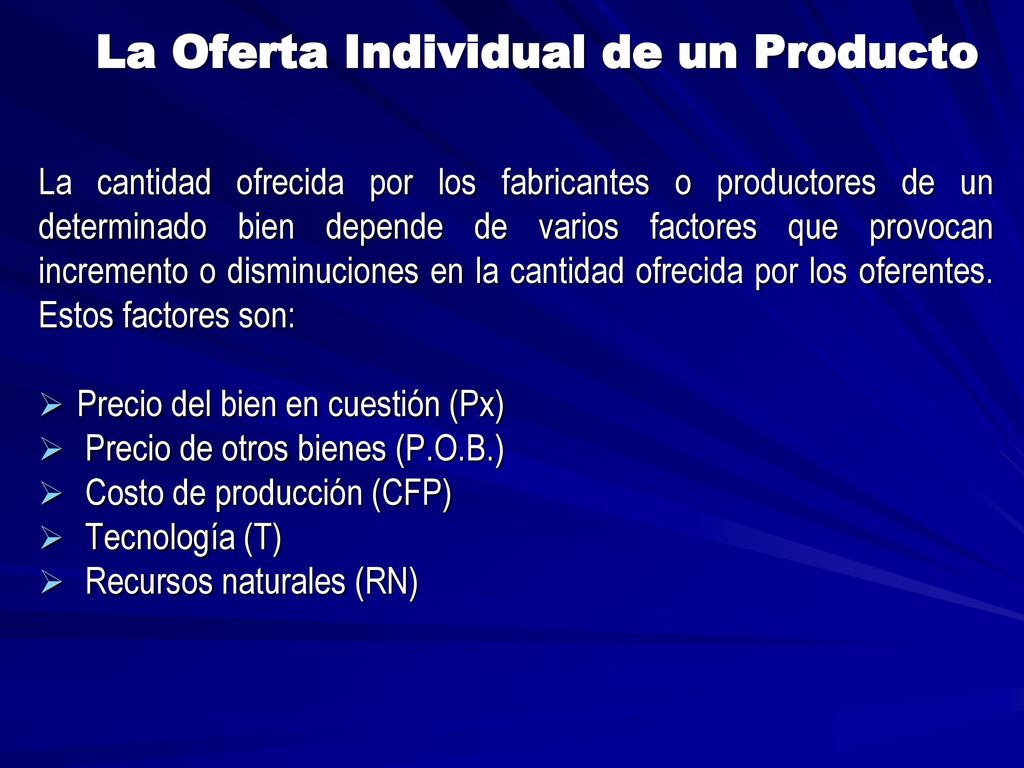 La Oferta Individual de un Producto