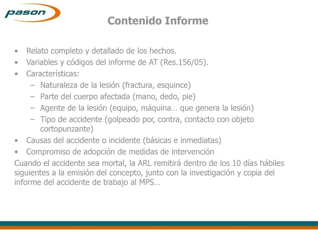 Contenido Informe Relato completo y detallado de los hechos.