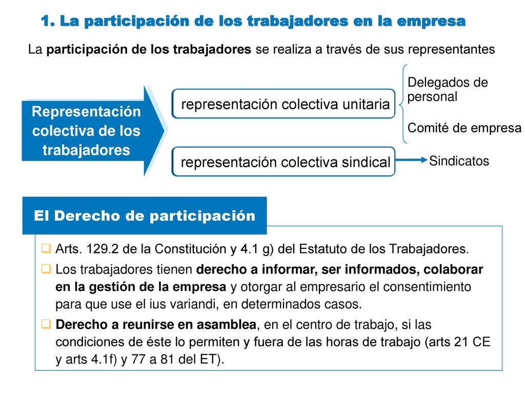 1. La participación de los trabajadores en la empresa