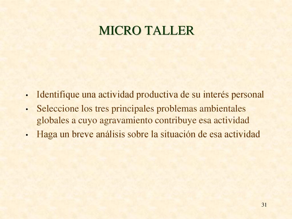 MICRO TALLER Identifique una actividad productiva de su interés personal.