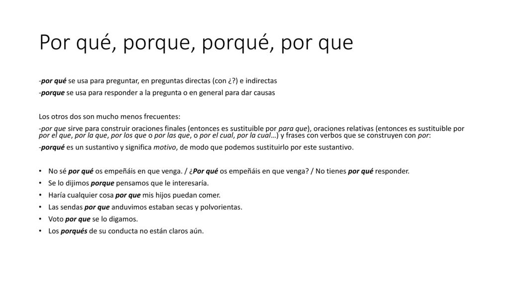 Por qué, porque, porqué, por que