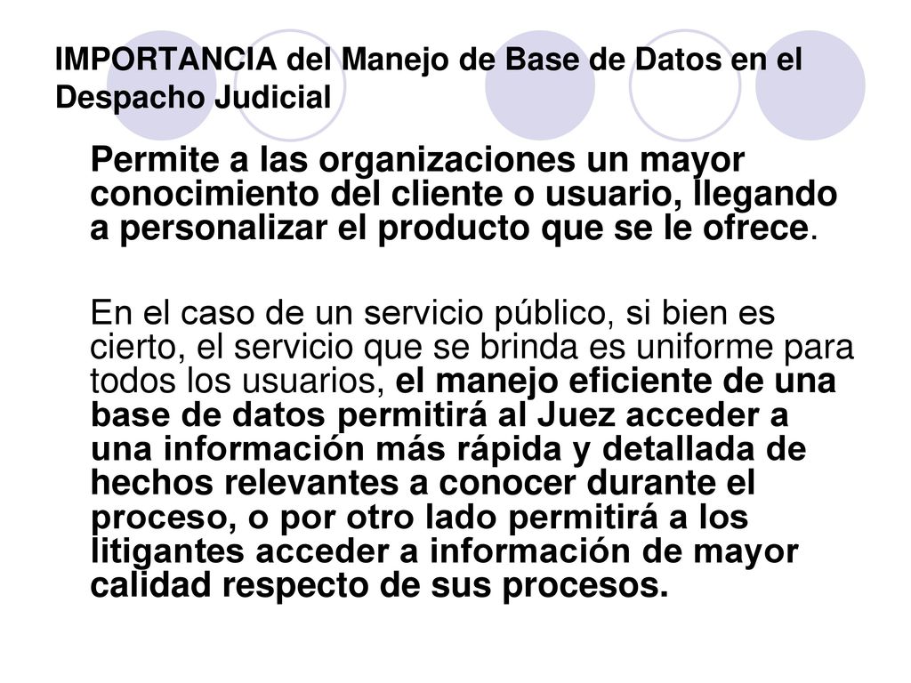 IMPORTANCIA del Manejo de Base de Datos en el Despacho Judicial