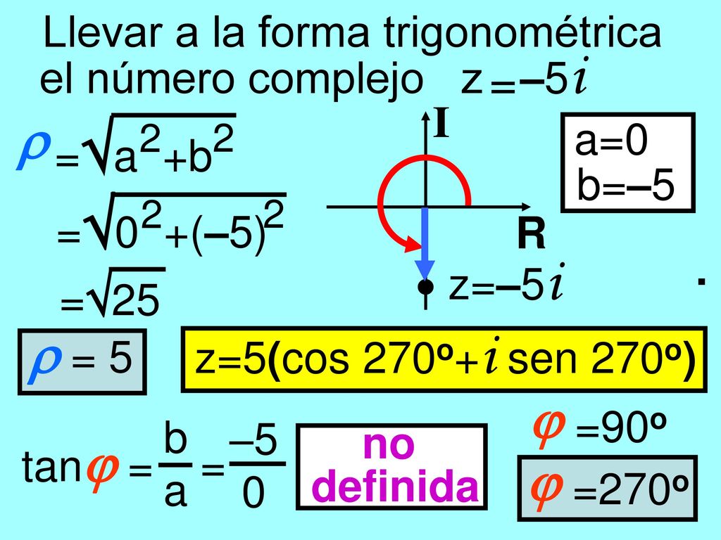   = 5   = Llevar a la forma trigonométrica