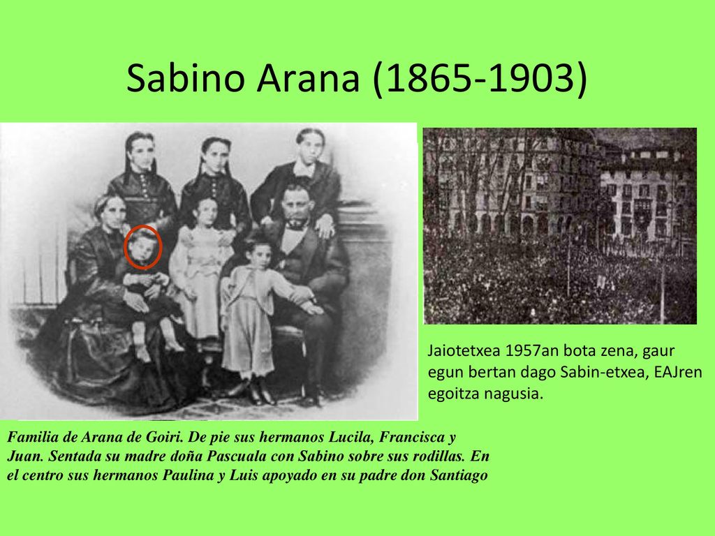 Sabino Arana ( ) Jaiotetxea 1957an bota zena, gaur egun bertan dago Sabin-etxea, EAJren egoitza nagusia.