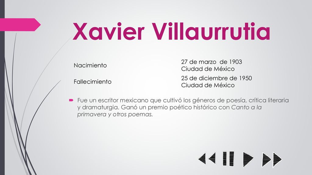 Xavier Villaurrutia 27 de marzo de 1903 Ciudad de México Nacimiento