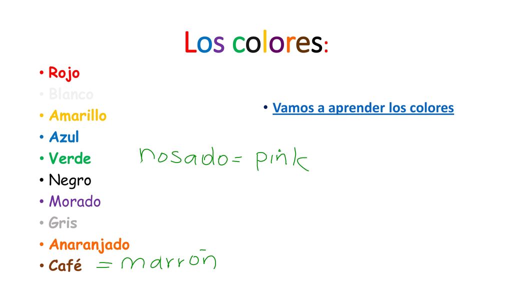 Los colores: Rojo Blanco Amarillo Vamos a aprender los colores Azul