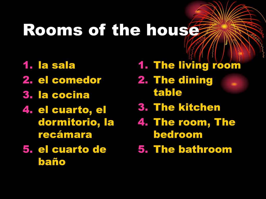 Rooms of the house la sala el comedor la cocina