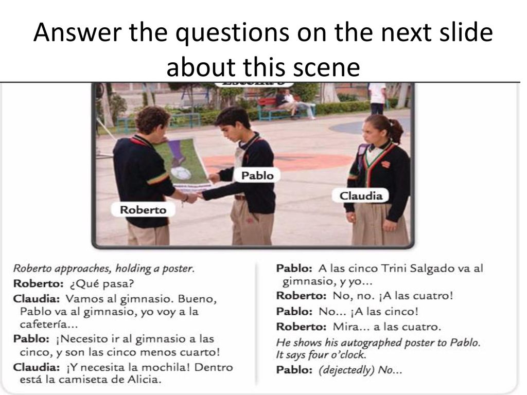 Answer the questions on the next slide about this scene