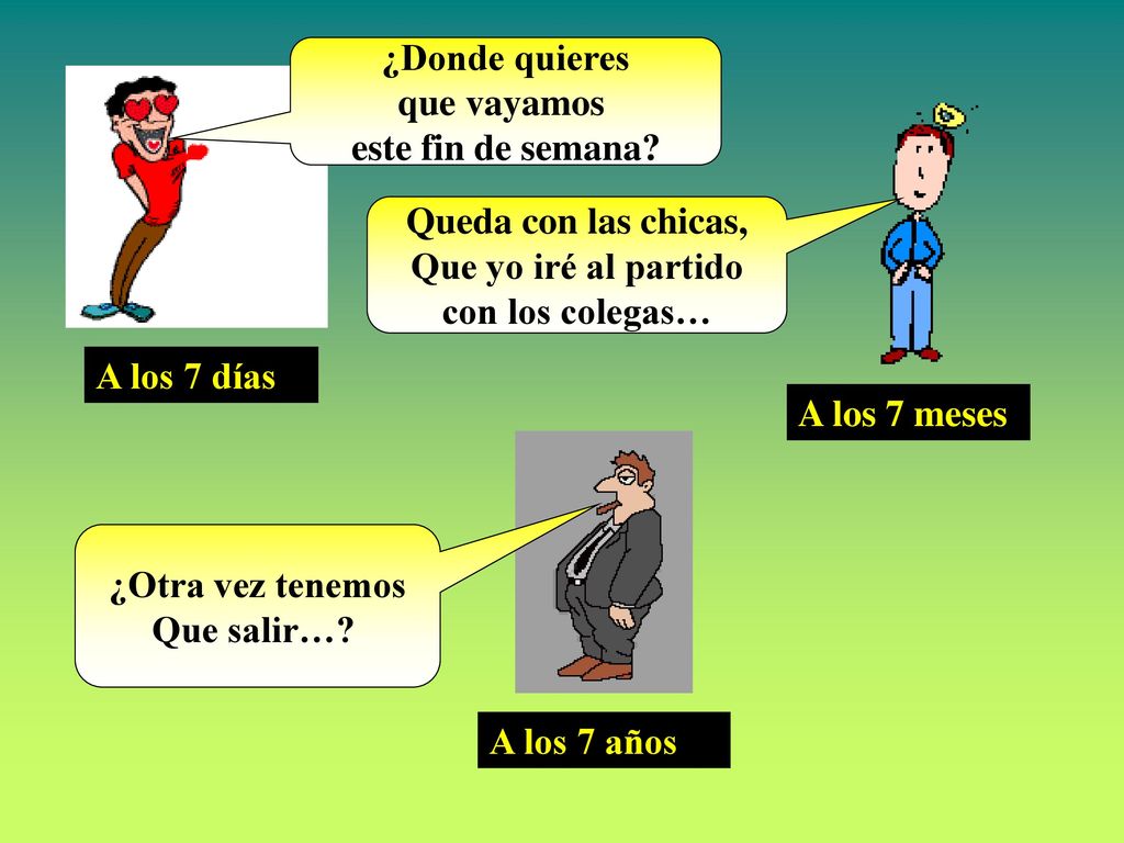 ¿Donde quieres que vayamos. este fin de semana Queda con las chicas, Que yo iré al partido. con los colegas…