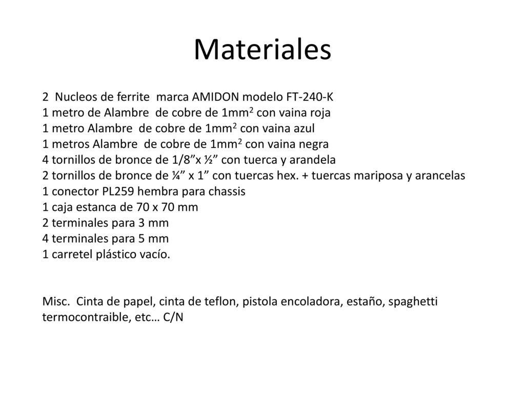 Materiales 2 Nucleos de ferrite marca AMIDON modelo FT-240-K