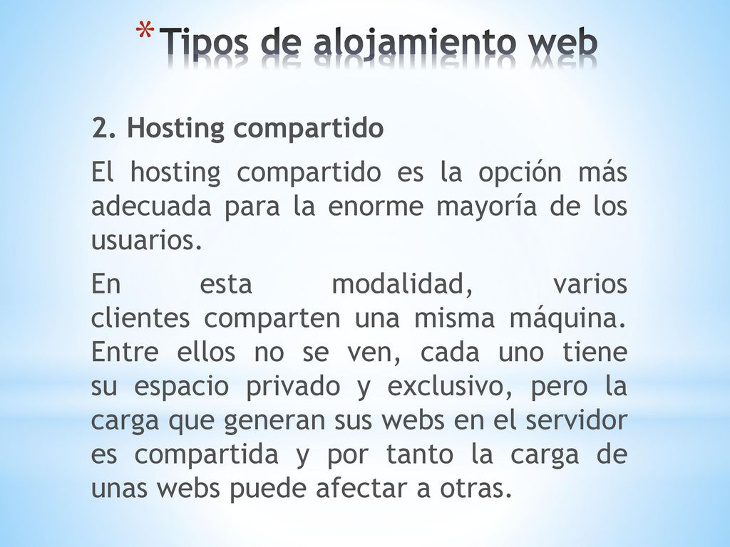 Tipos de alojamiento web