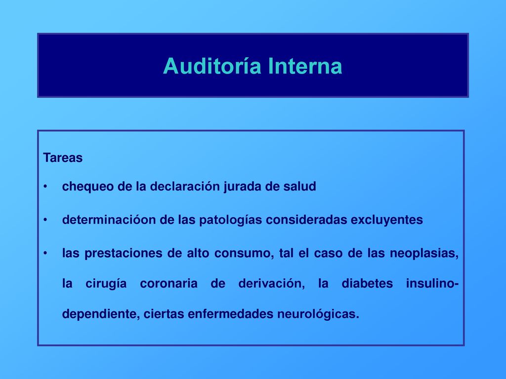Auditoría Interna Tareas chequeo de la declaración jurada de salud