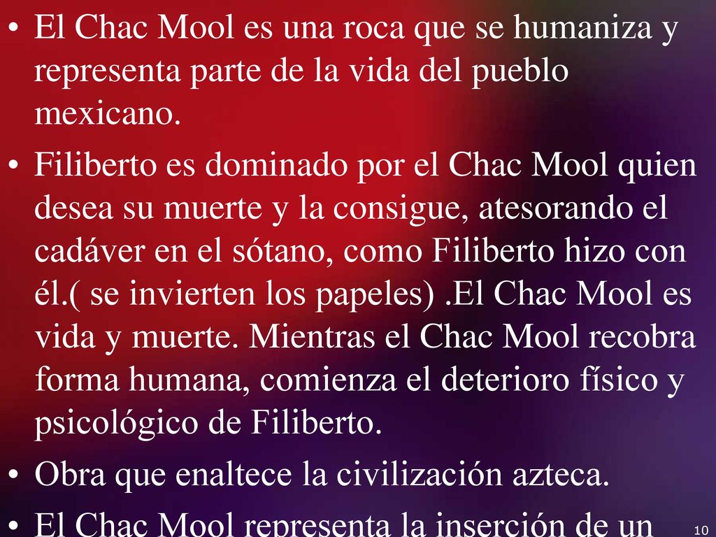 El Chac Mool es una roca que se humaniza y representa parte de la vida del pueblo mexicano.