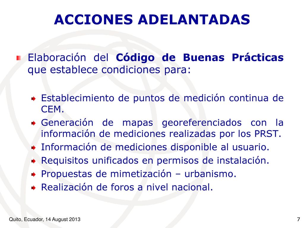 ACCIONES ADELANTADAS Elaboración del Código de Buenas Prácticas que establece condiciones para: