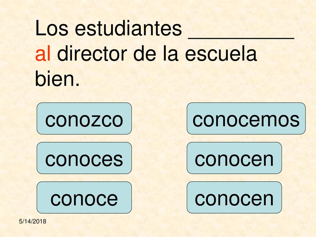 Los estudiantes _________ al director de la escuela bien.