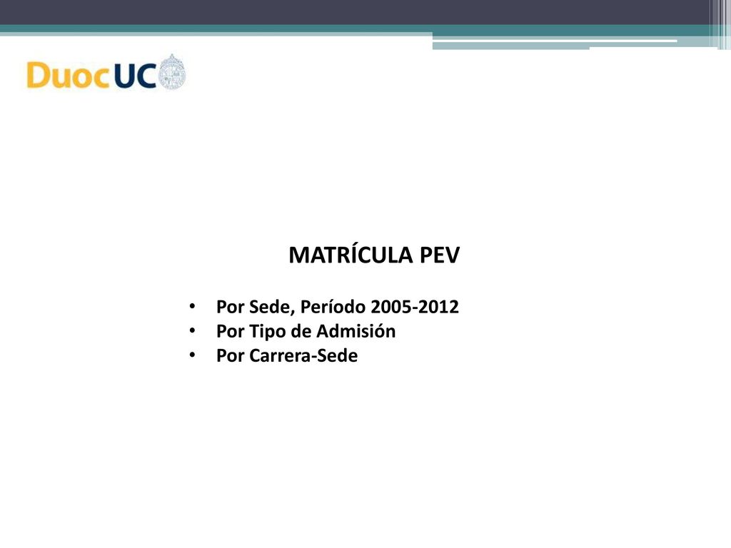 MATRÍCULA PEV Por Sede, Período Por Tipo de Admisión