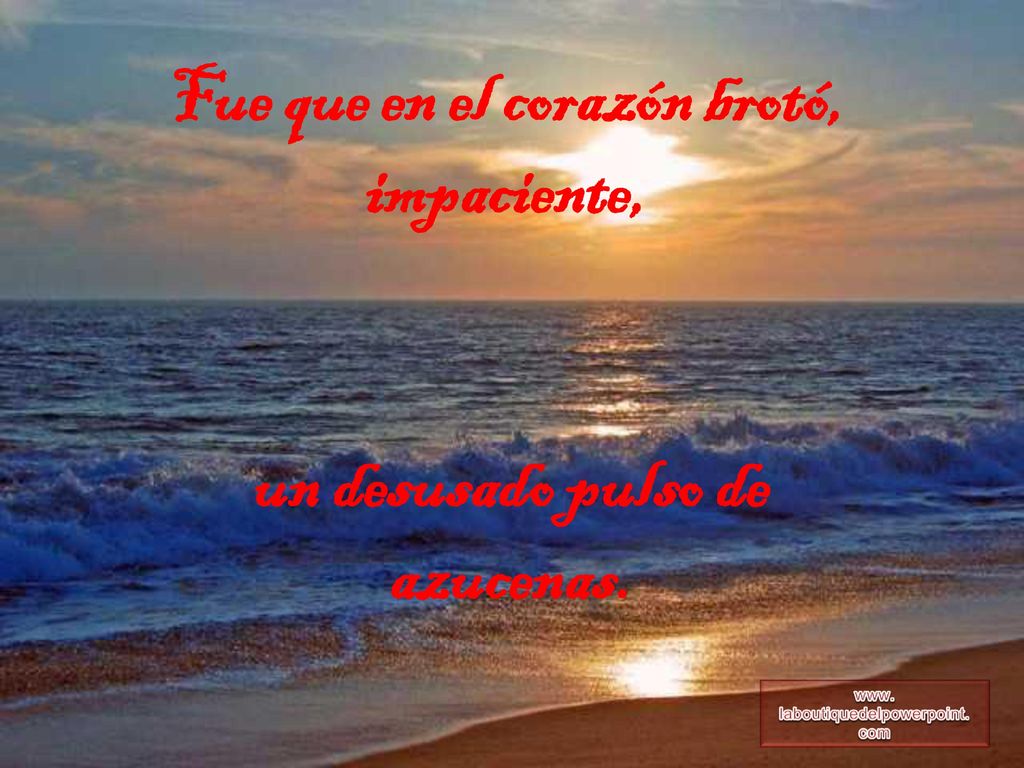 Fue que en el corazón brotó, impaciente,
