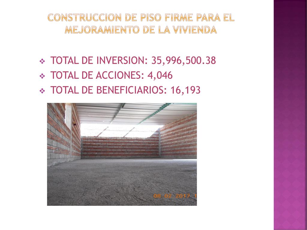CONSTRUCCION DE PISO FIRME PARA EL MEJORAMIENTO DE LA VIVIENDA