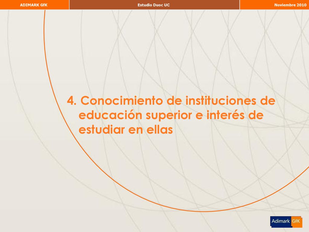 4. Conocimiento de instituciones de educación superior e interés de estudiar en ellas