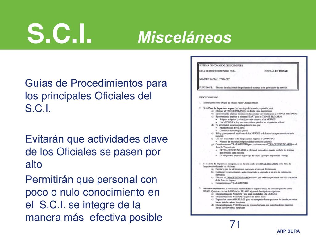 S.C.I. Misceláneos Guías de Procedimientos para los principales Oficiales del S.C.I.