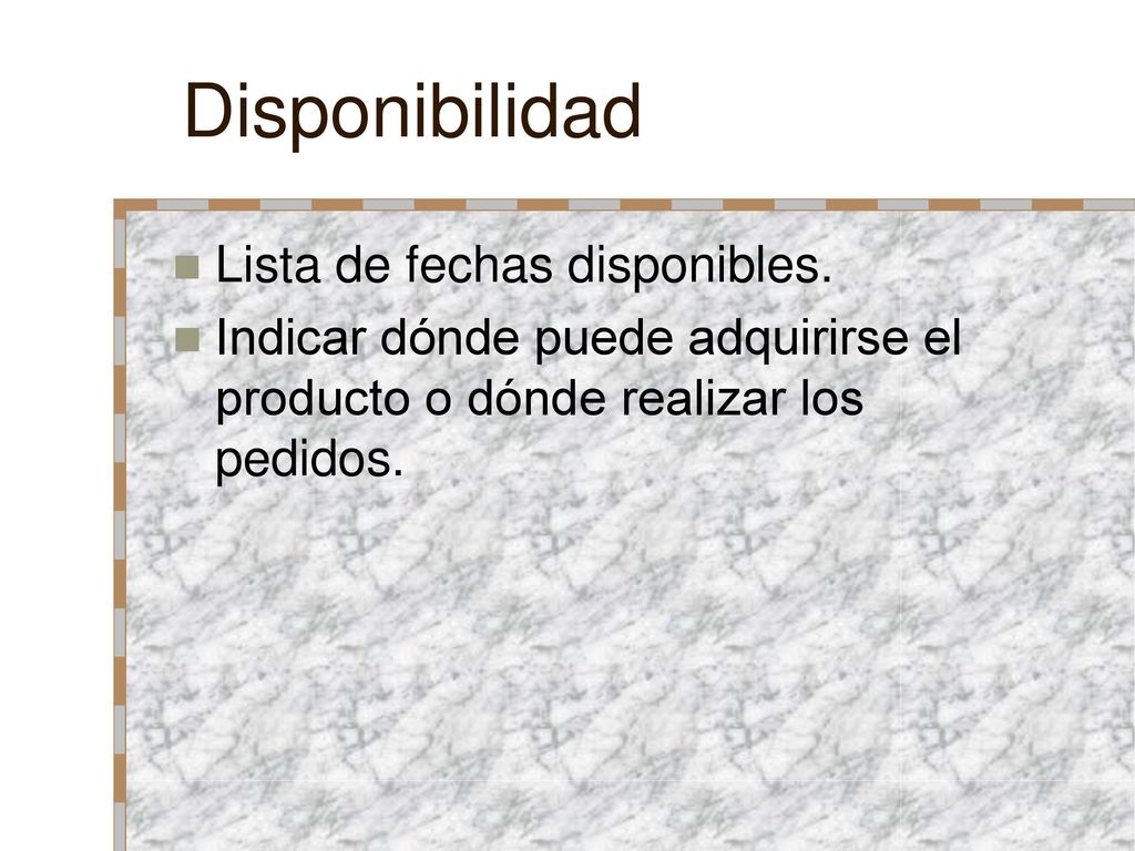 Disponibilidad Lista de fechas disponibles.