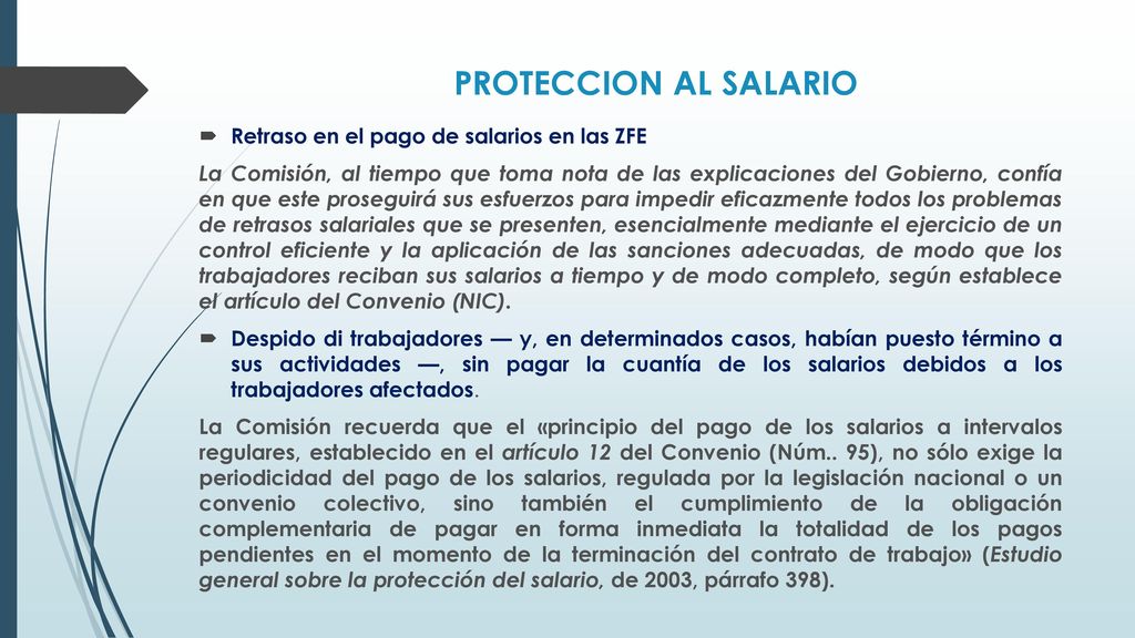 PROTECCION AL SALARIO Retraso en el pago de salarios en las ZFE