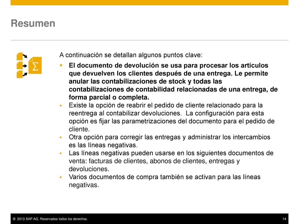 Resumen A continuación se detallan algunos puntos clave: