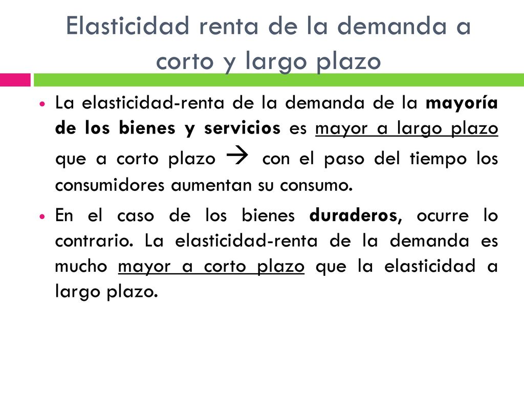 Elasticidad renta de la demanda a corto y largo plazo