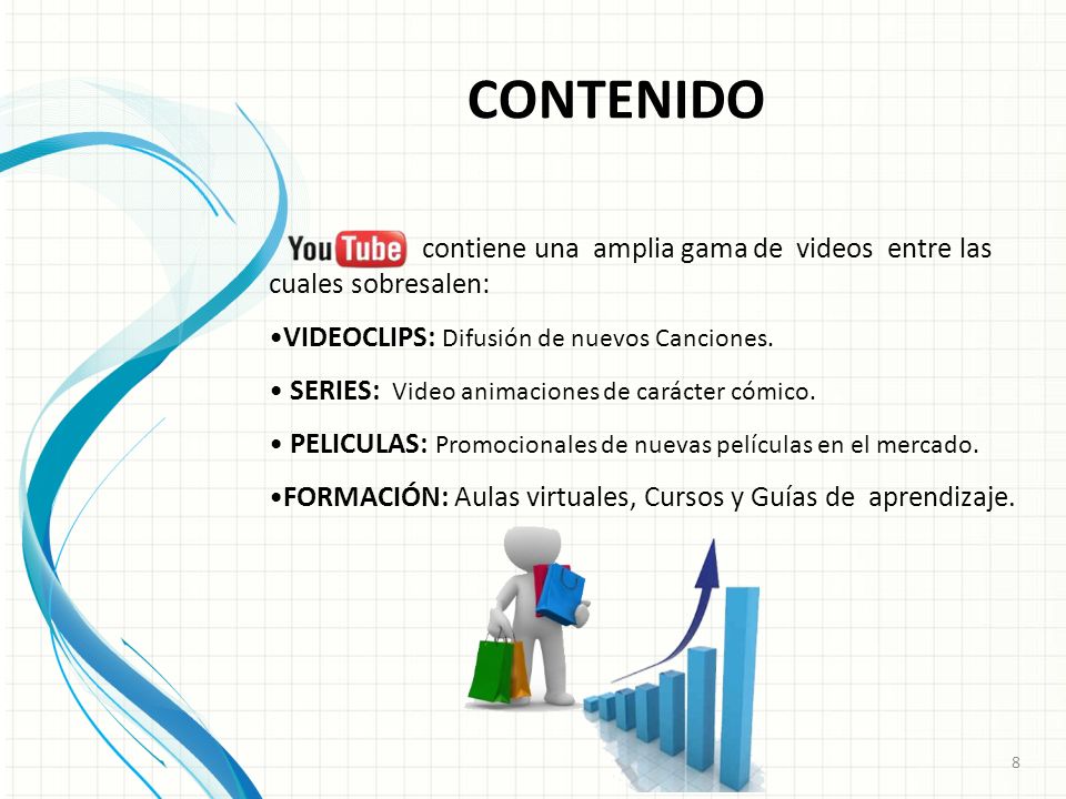 CONTENIDO contiene una amplia gama de videos entre las cuales sobresalen: VIDEOCLIPS: Difusión de nuevos Canciones.