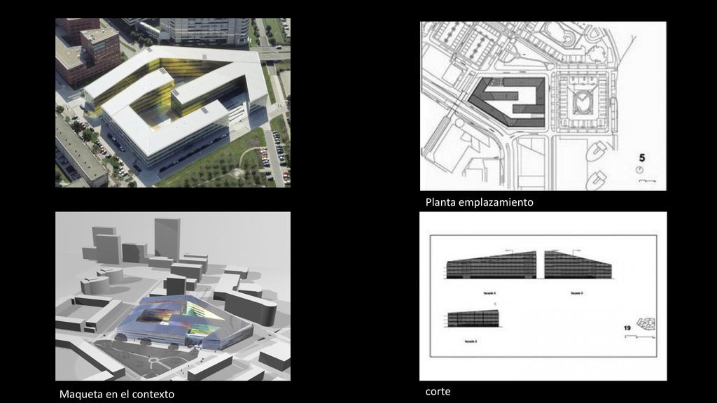 Planta emplazamiento Maqueta en el contexto corte