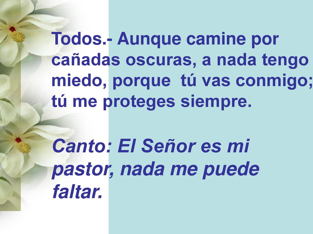 Canto: El Señor es mi pastor, nada me puede faltar.