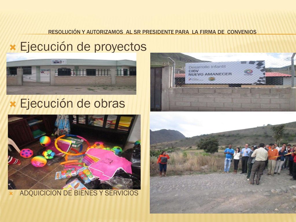 resolución y AUTORIZAMOS AL SR PRESIDENTE para LA FIRMA DE Convenios