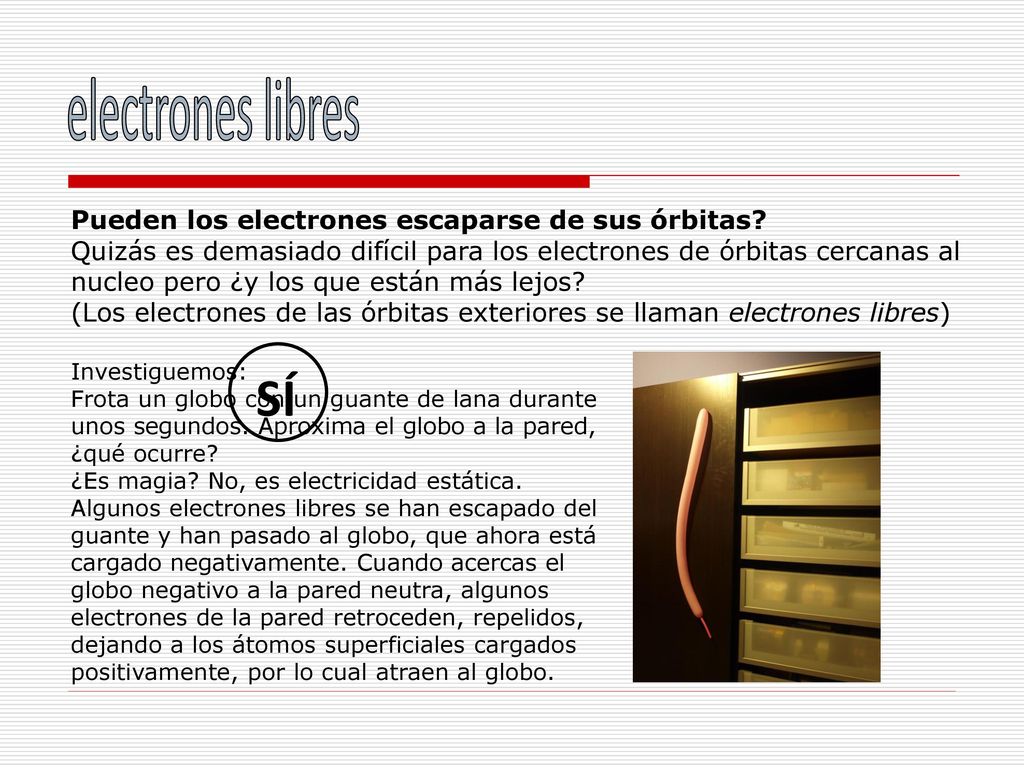 SÍ electrones libres Pueden los electrones escaparse de sus órbitas