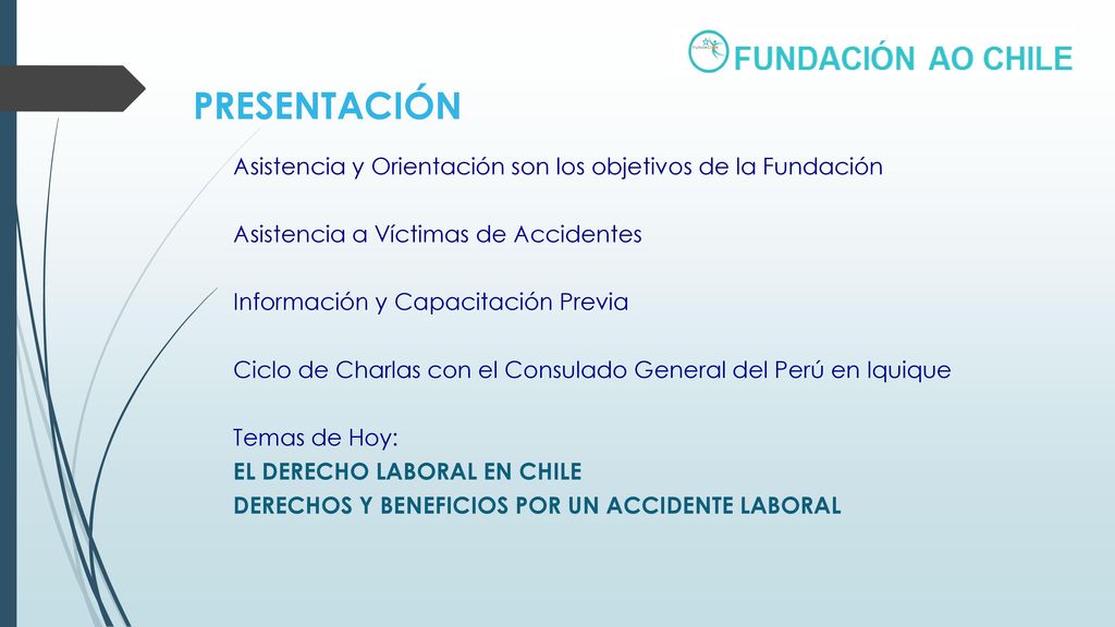 PRESENTACIÓN Asistencia y Orientación son los objetivos de la Fundación. Asistencia a Víctimas de Accidentes.