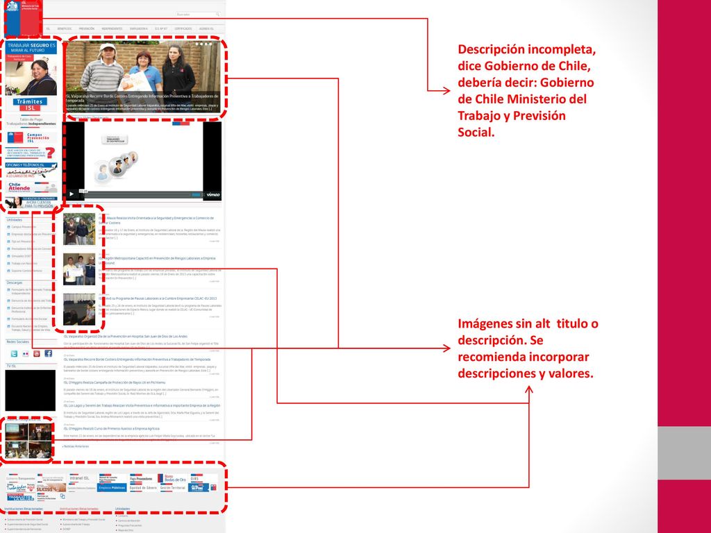 Descripción incompleta, dice Gobierno de Chile, debería decir: Gobierno de Chile Ministerio del Trabajo y Previsión Social.