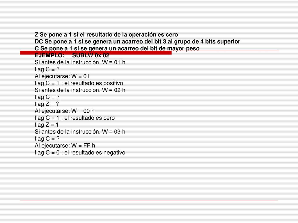 Z Se pone a 1 si el resultado de la operación es cero