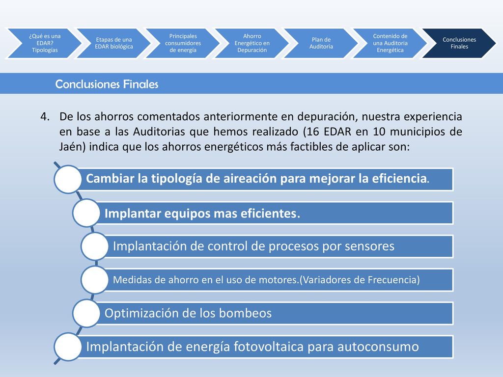 Cambiar la tipología de aireación para mejorar la eficiencia.