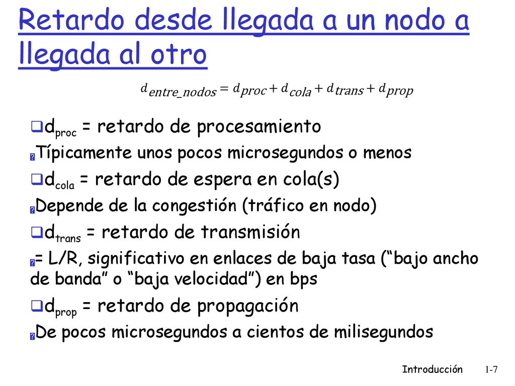 Retardo desde llegada a un nodo a llegada al otro