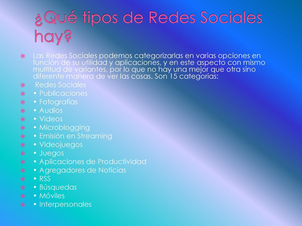 ¿Qué tipos de Redes Sociales hay