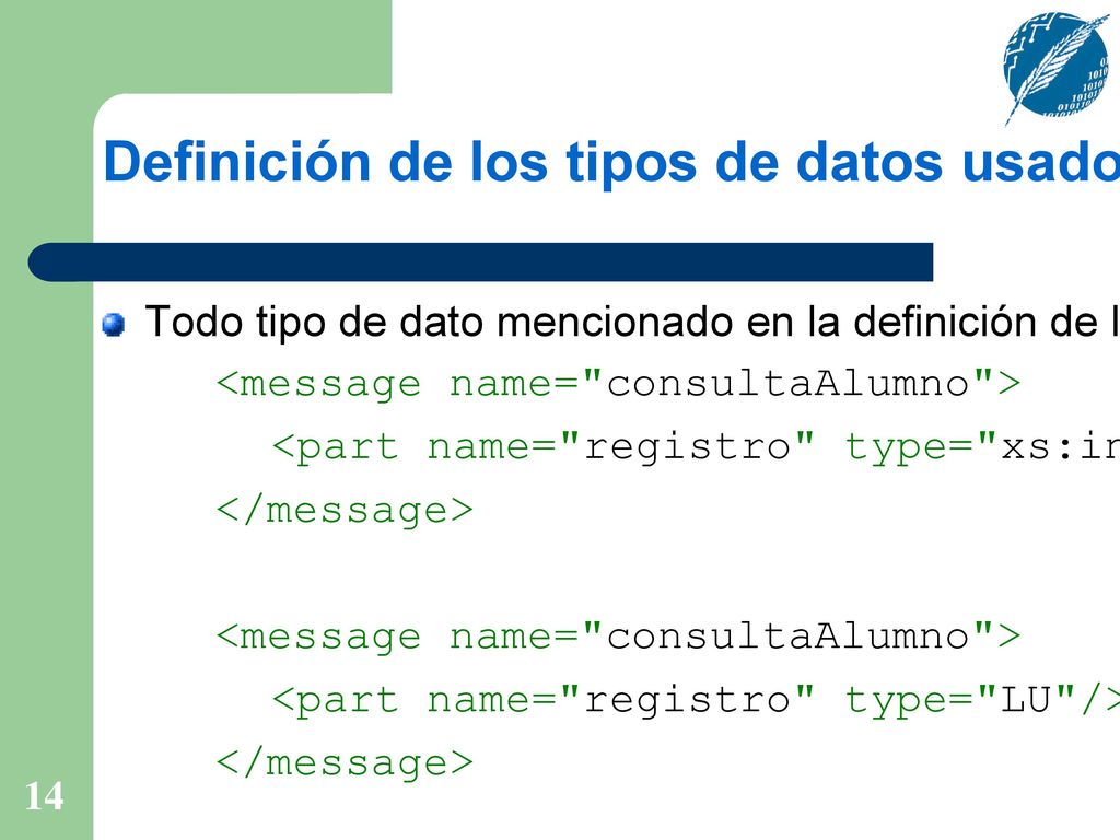 Definición de los tipos de datos usados
