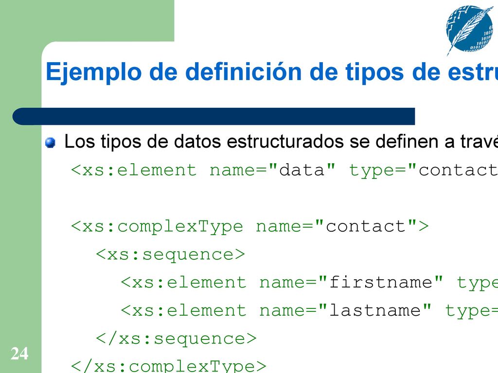 Ejemplo de definición de tipos de estructurados