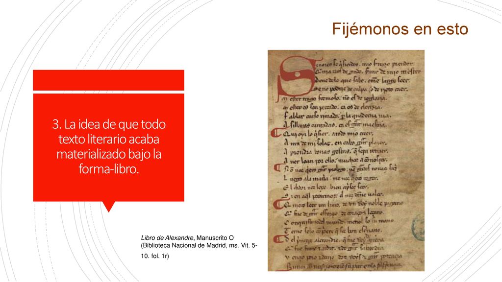 Fijémonos en esto 3. La idea de que todo texto literario acaba materializado bajo la forma-libro.