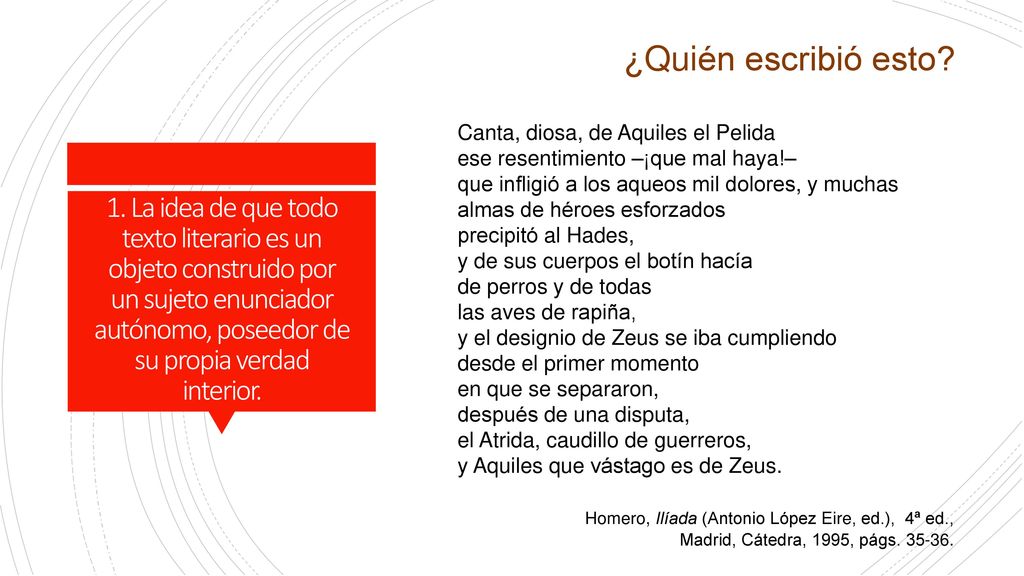 ¿Quién escribió esto Canta, diosa, de Aquiles el Pelida. ese resentimiento –¡que mal haya!–