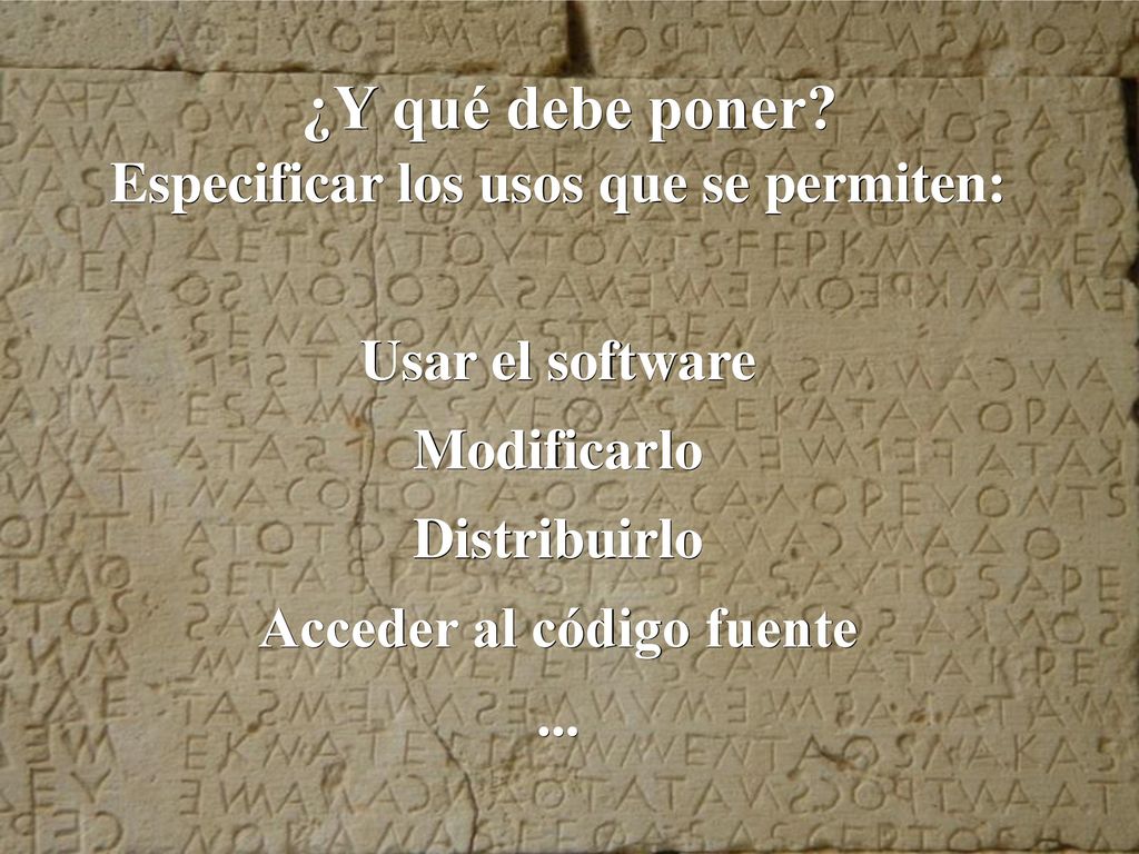 Especificar los usos que se permiten: Acceder al código fuente