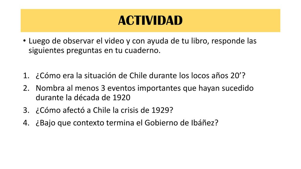 ACTIVIDAD Luego de observar el video y con ayuda de tu libro, responde las siguientes preguntas en tu cuaderno.