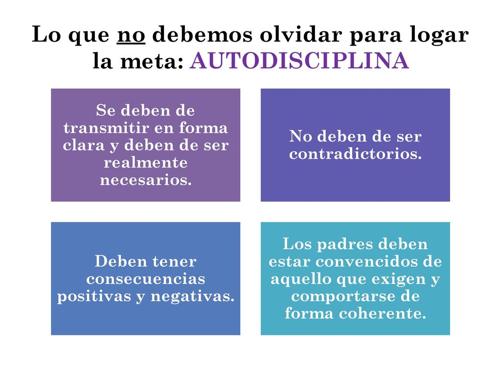 Lo que no debemos olvidar para logar la meta: AUTODISCIPLINA